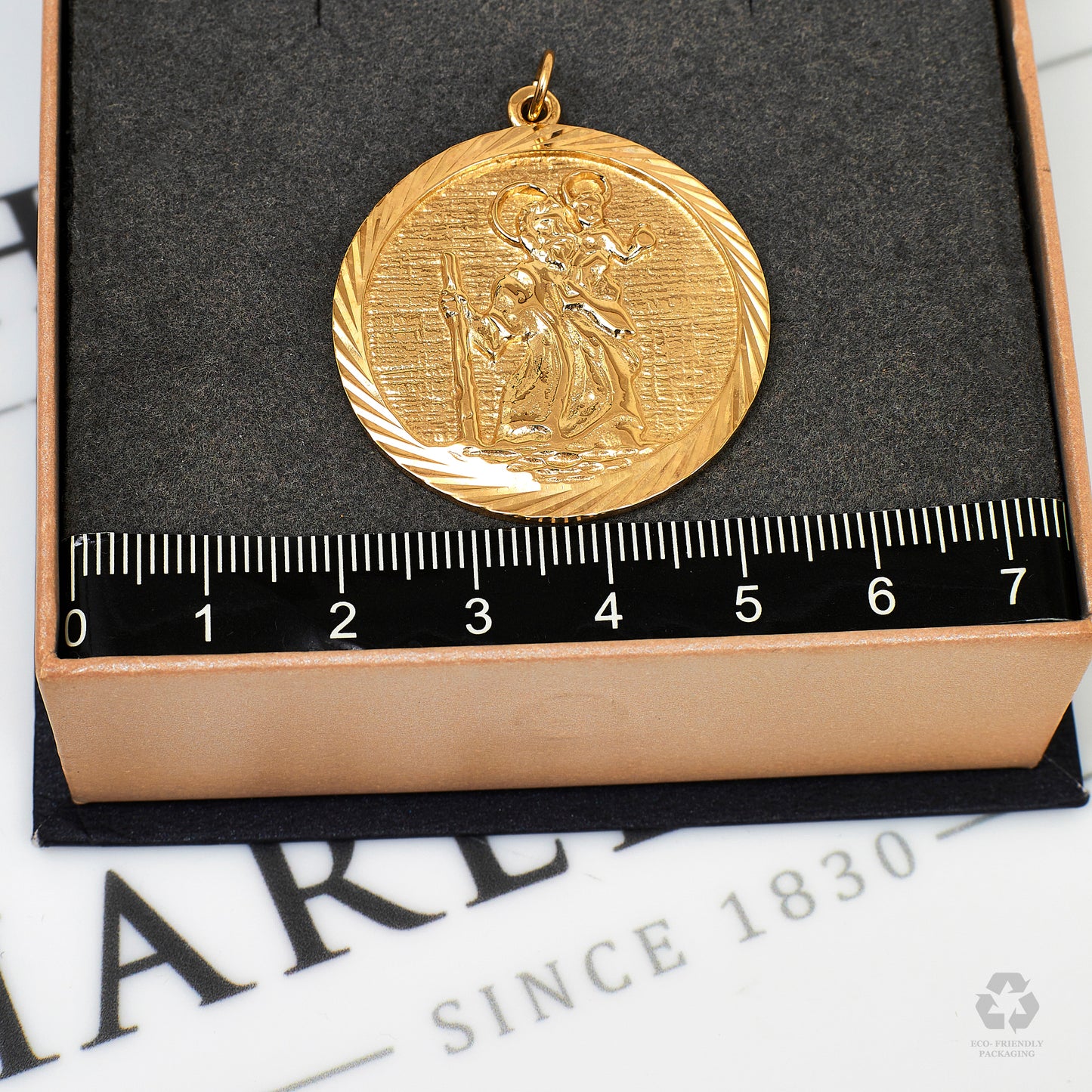 Pre-Owned 9ct Gold St Christopher Pendant 42mm x 33mm