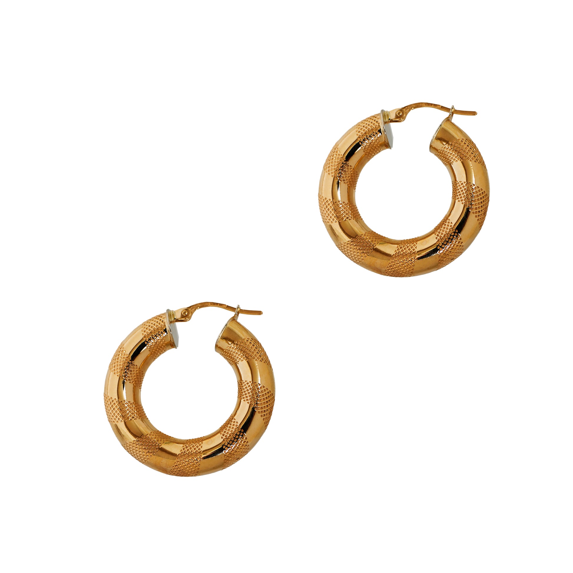 Pre-Owned 9ct Gold Guilloche Design Twist Hoop Earrings