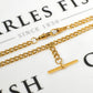 Pre-Owned 9ct Gold Double Albert Chain Necklace & T Bar