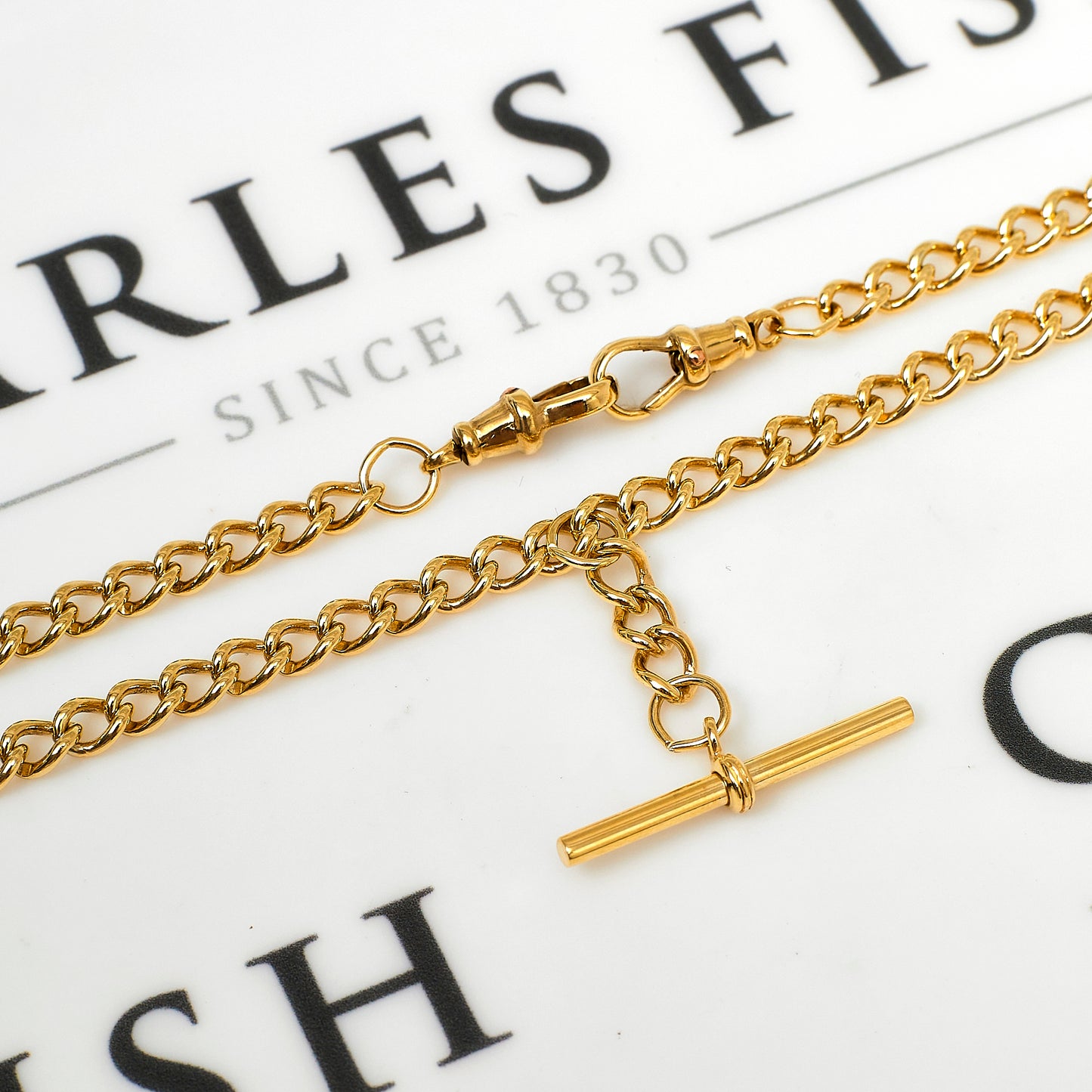 Pre-Owned 9ct Gold Double Albert Chain Necklace & T Bar
