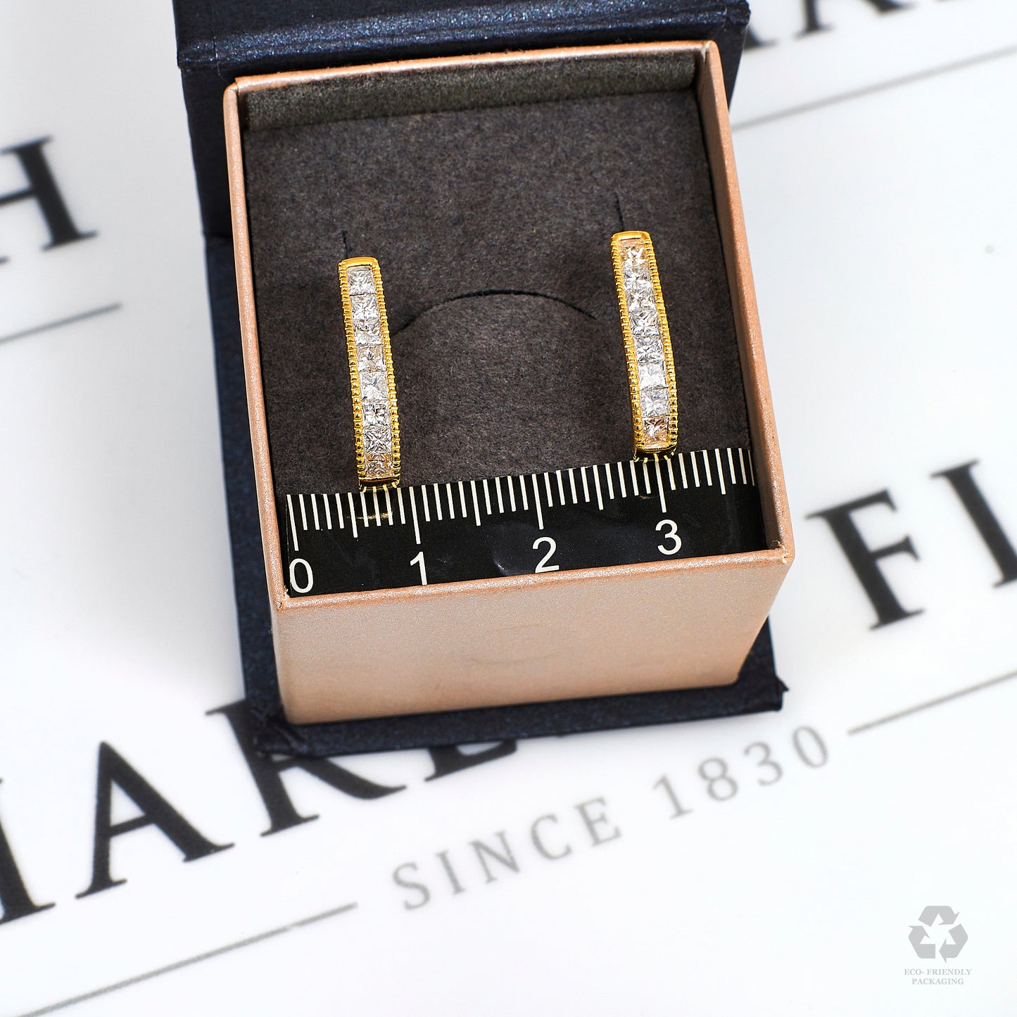 Pre-Owned 18ct Gold 8 Princess Cut Diamond Earrings
