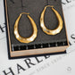 Pre-Owned 9ct Gold Patterned Oval Creole Hoop Earrings