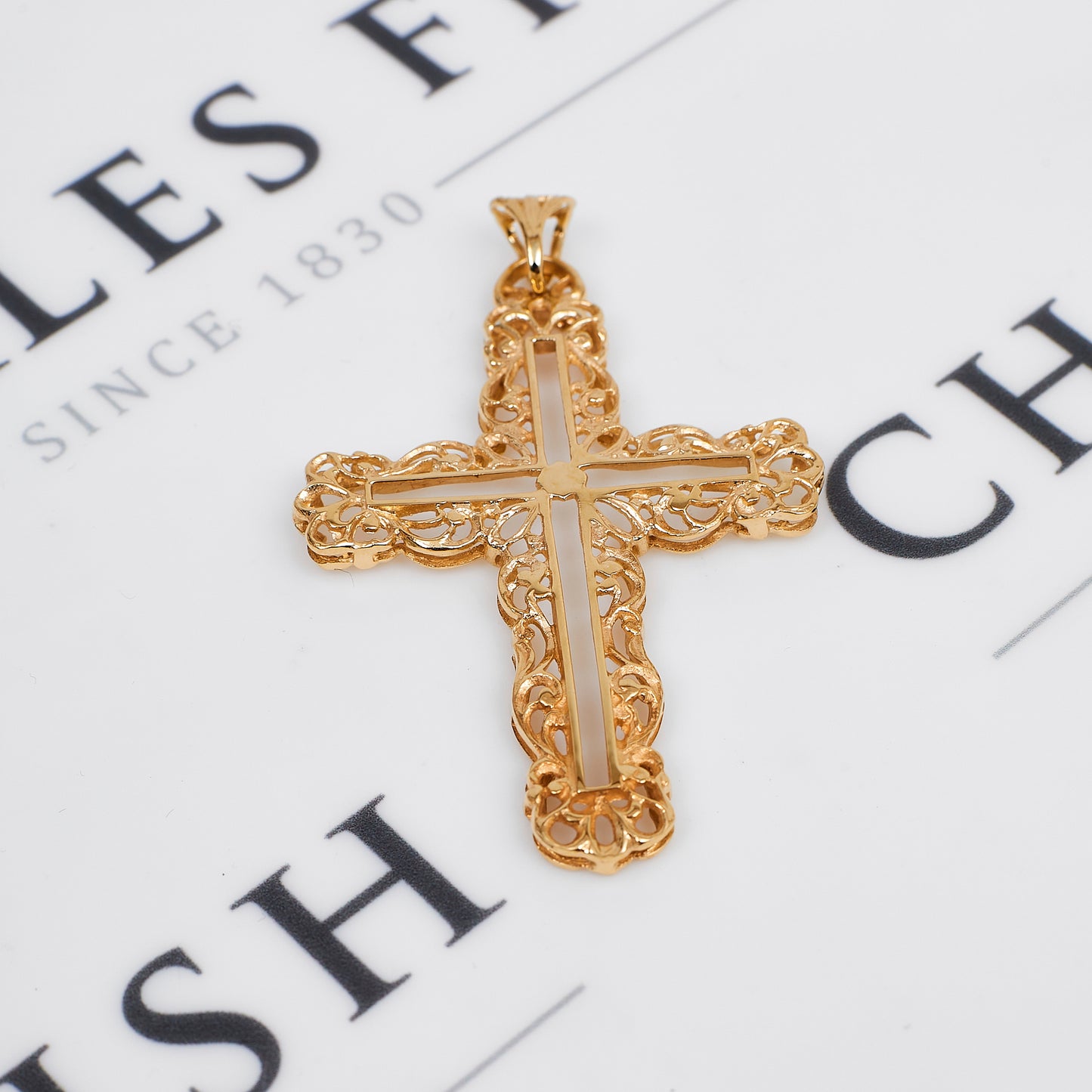 Pre-Owned 9ct Gold Openwork Filigree Cross Pendant