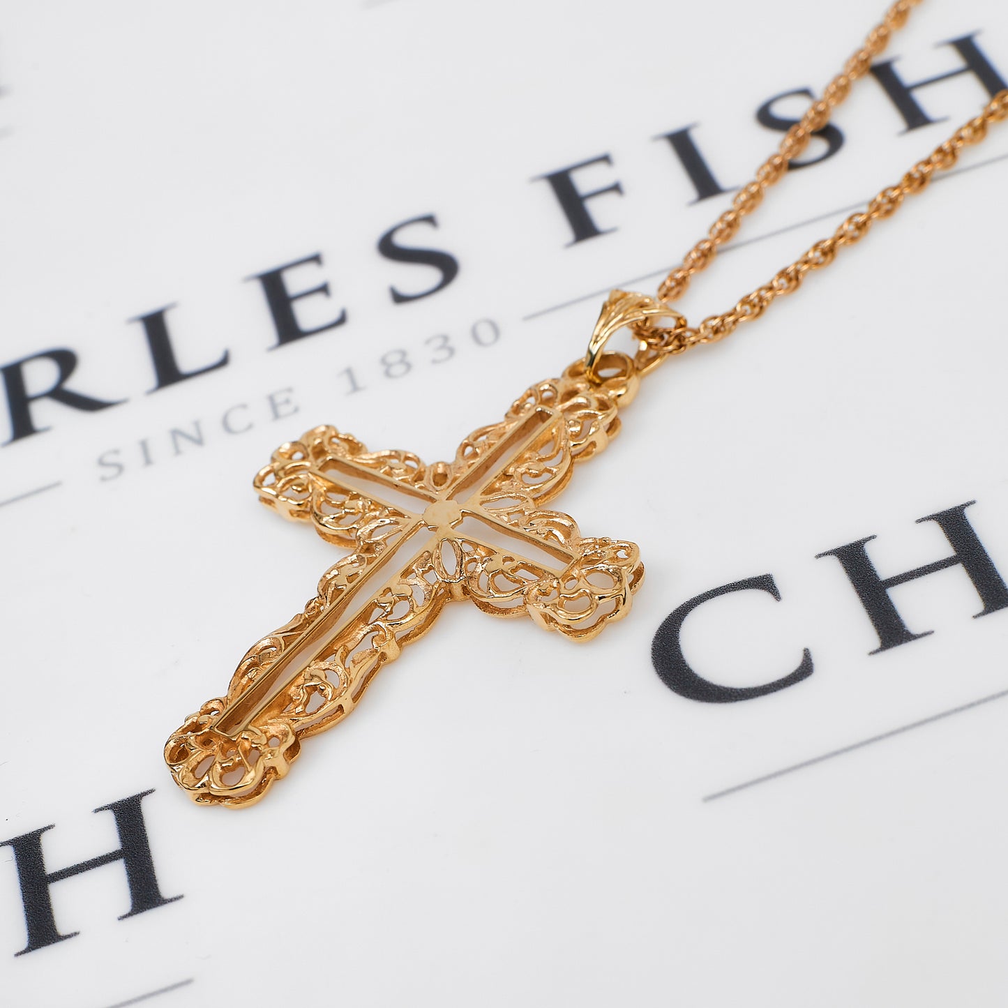 Pre-Owned 9ct Gold Openwork Filigree Cross Pendant