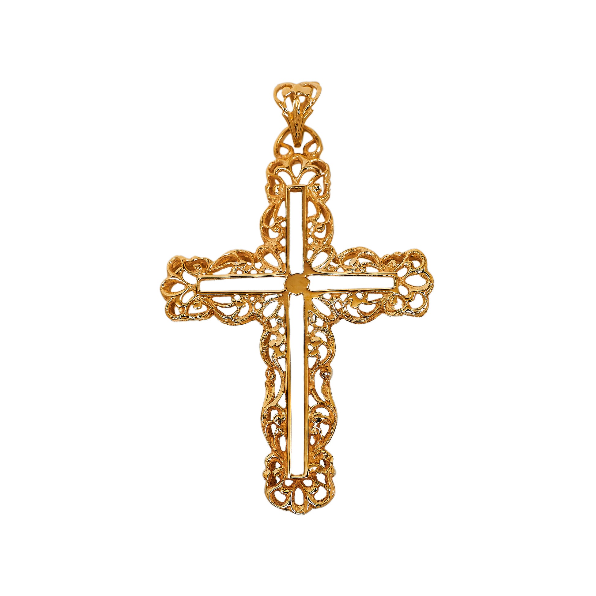 Pre-Owned 9ct Gold Openwork Filigree Cross Pendant