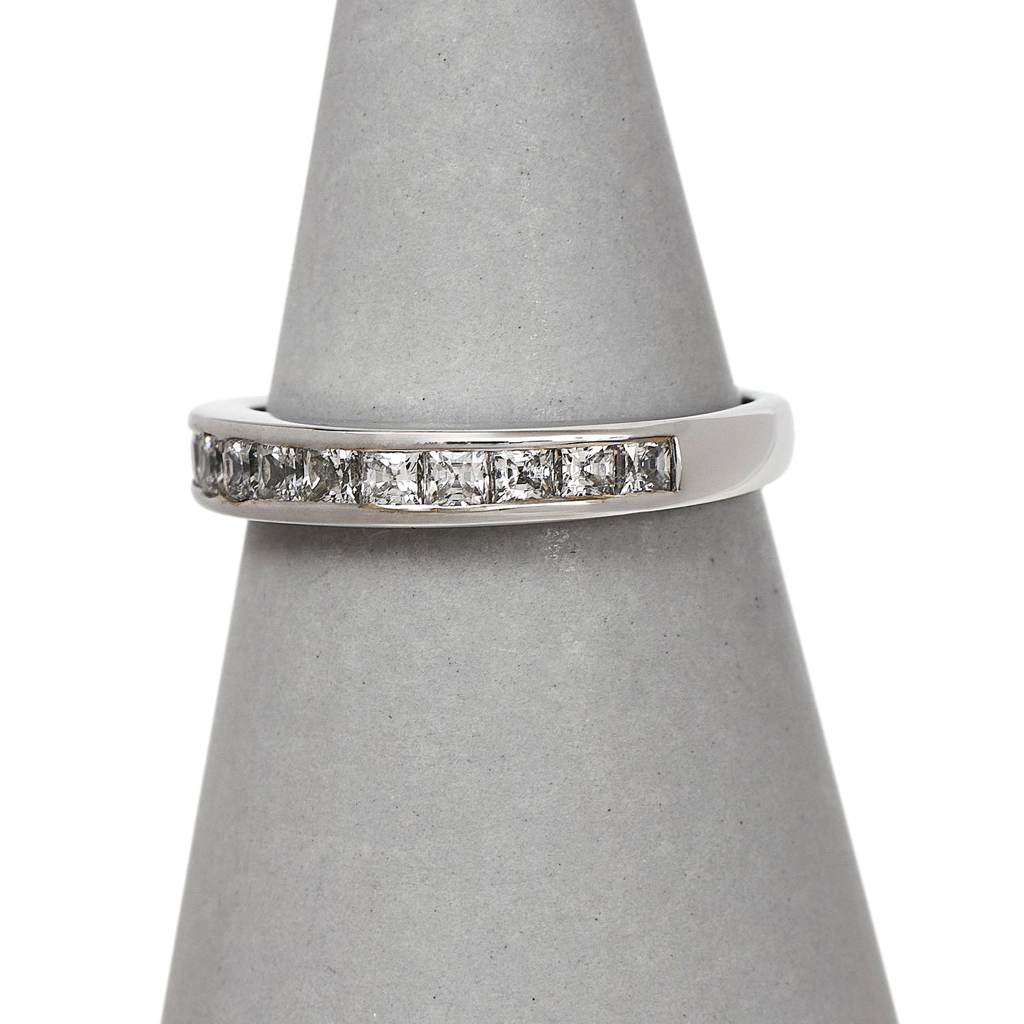 Pre-Owned 14ct White Gold & CZ Dress Ring Size M
