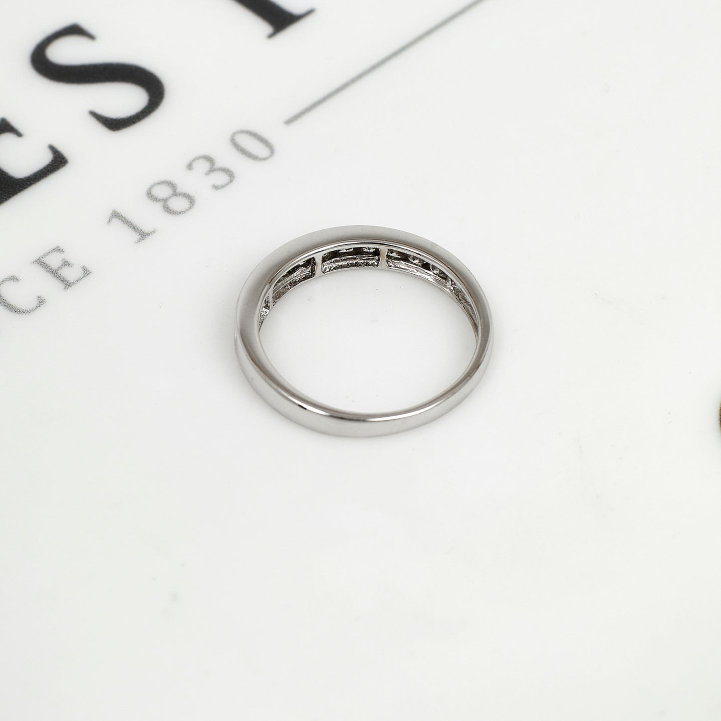 Pre-Owned 14ct White Gold & CZ Dress Ring Size M