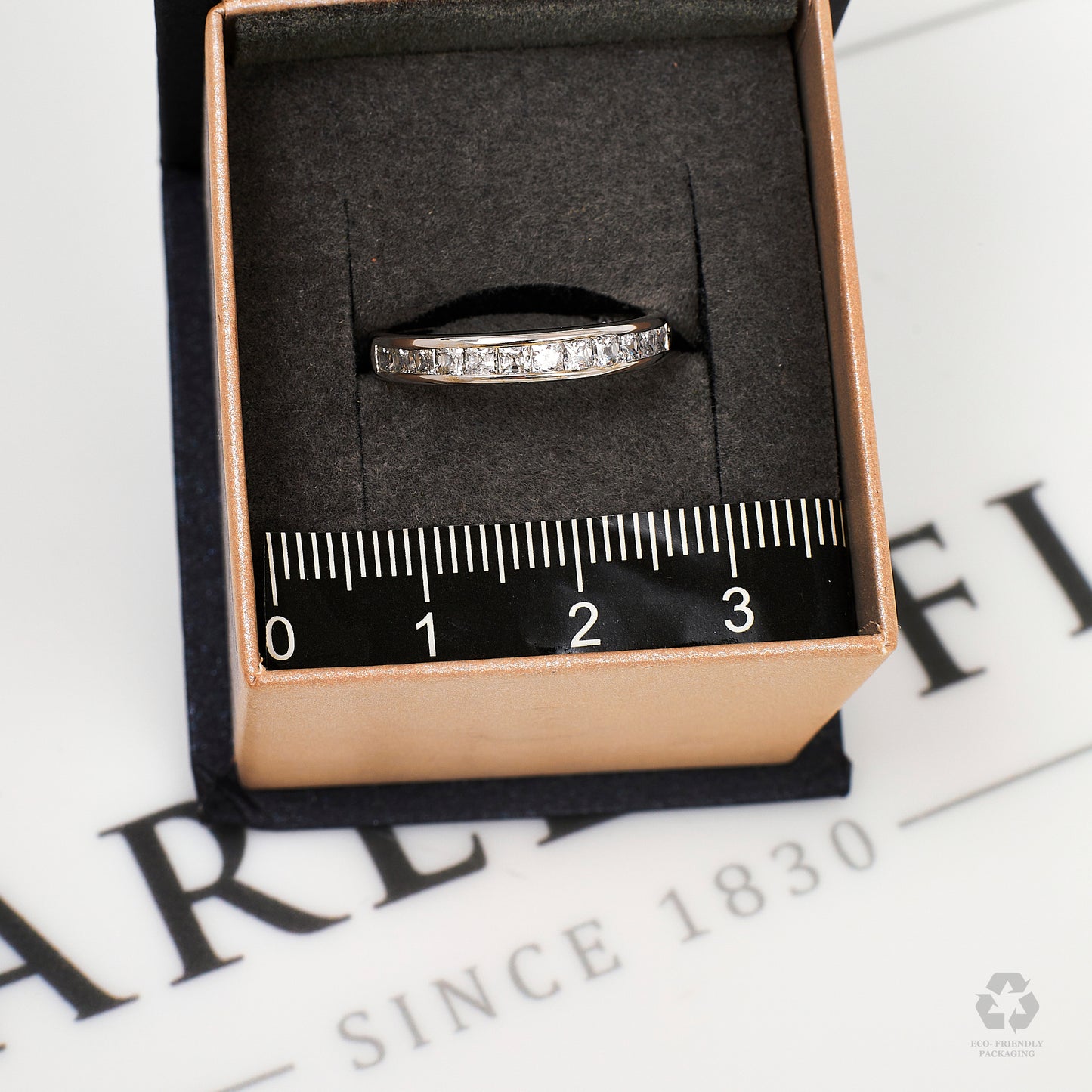 Pre-Owned 14ct White Gold & CZ Dress Ring Size M
