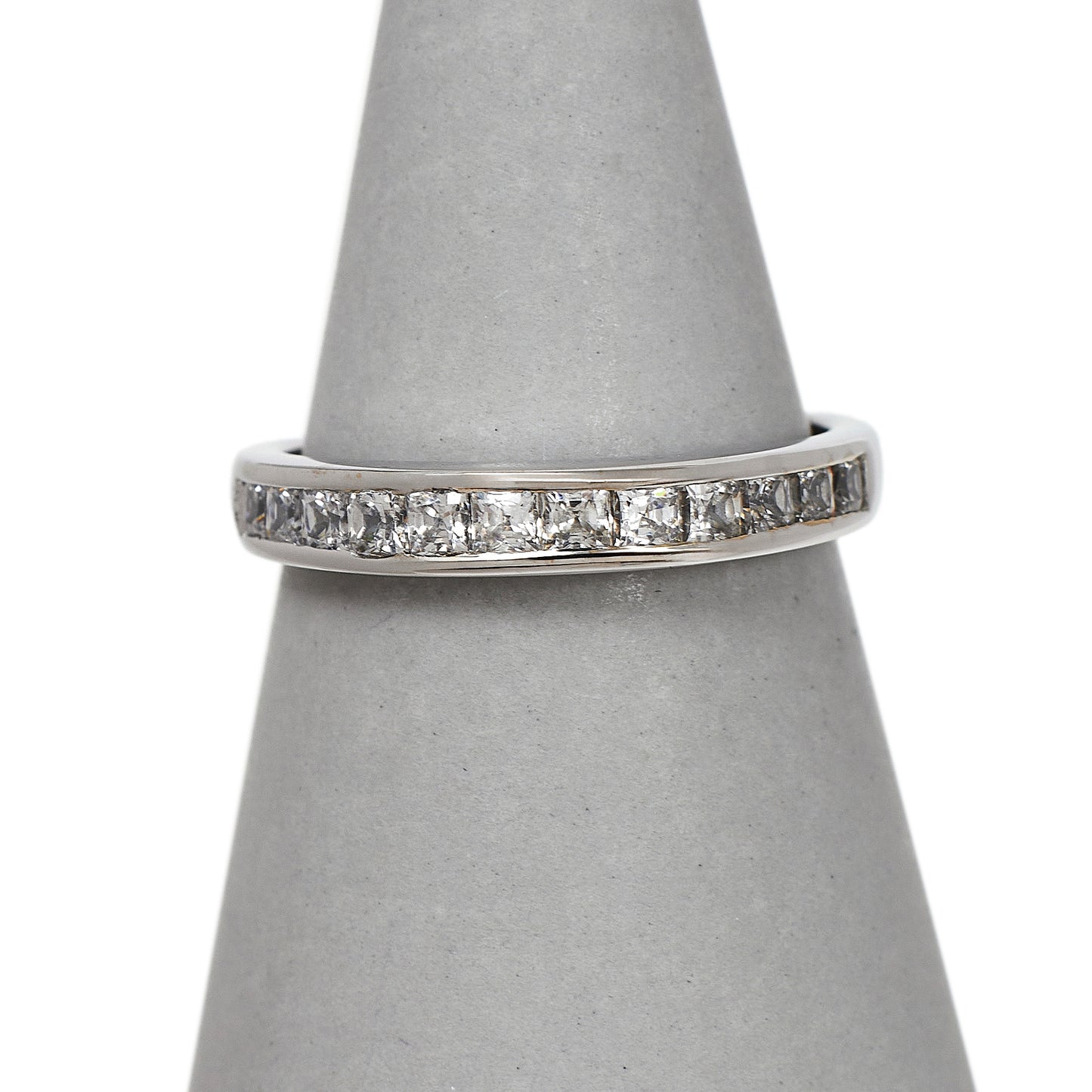 Pre-Owned 14ct White Gold & CZ Dress Ring Size M