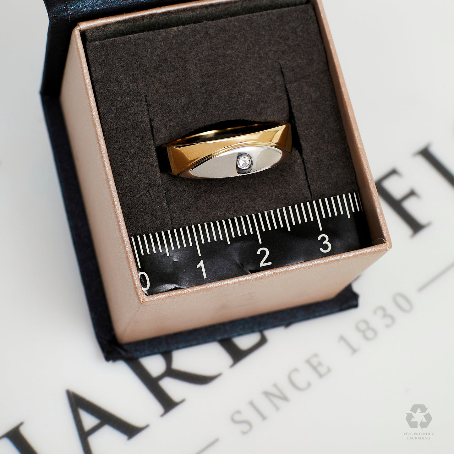 Pre-Owned 14ct Gold 2 Tone Single CZ Dress Ring Size P.5