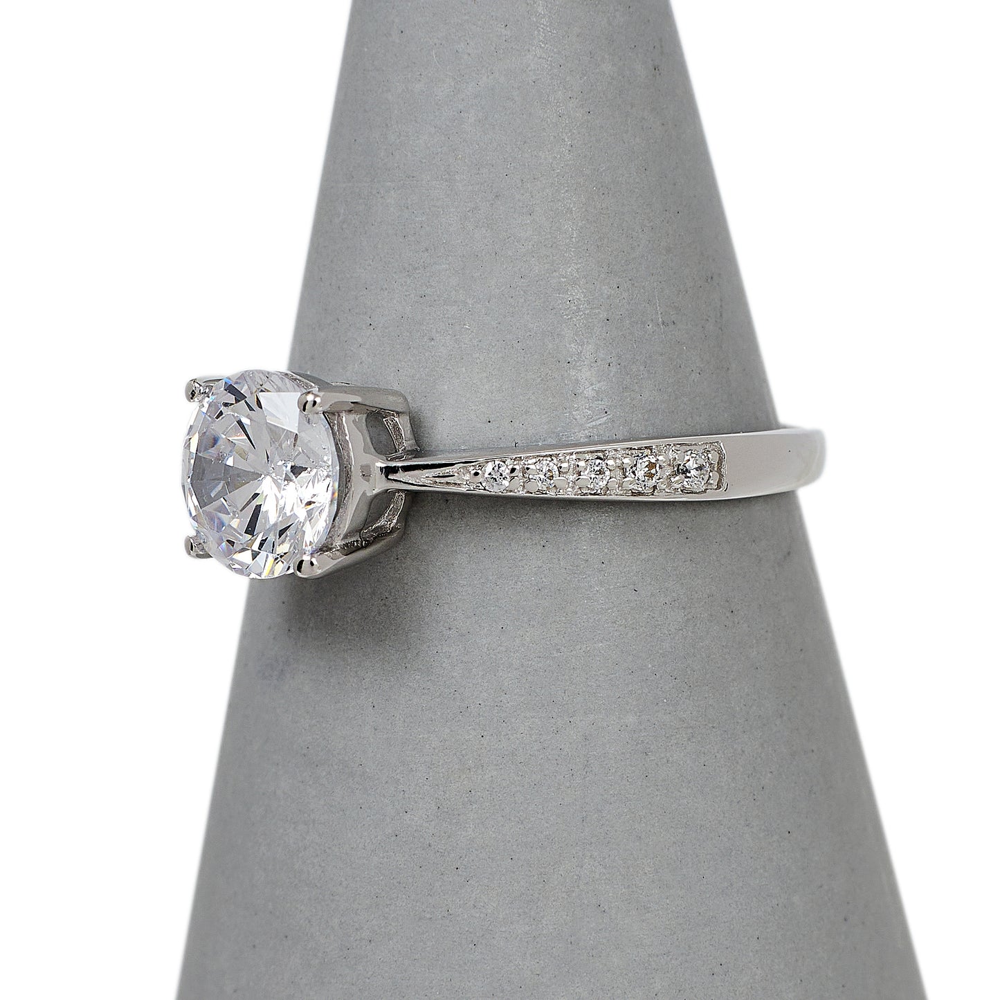 Pre-Owned 9ct White Gold CZ Dress Ring Size Q