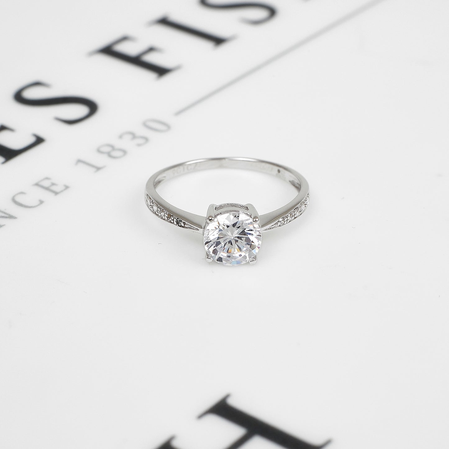 Pre-Owned 9ct White Gold CZ Dress Ring Size Q