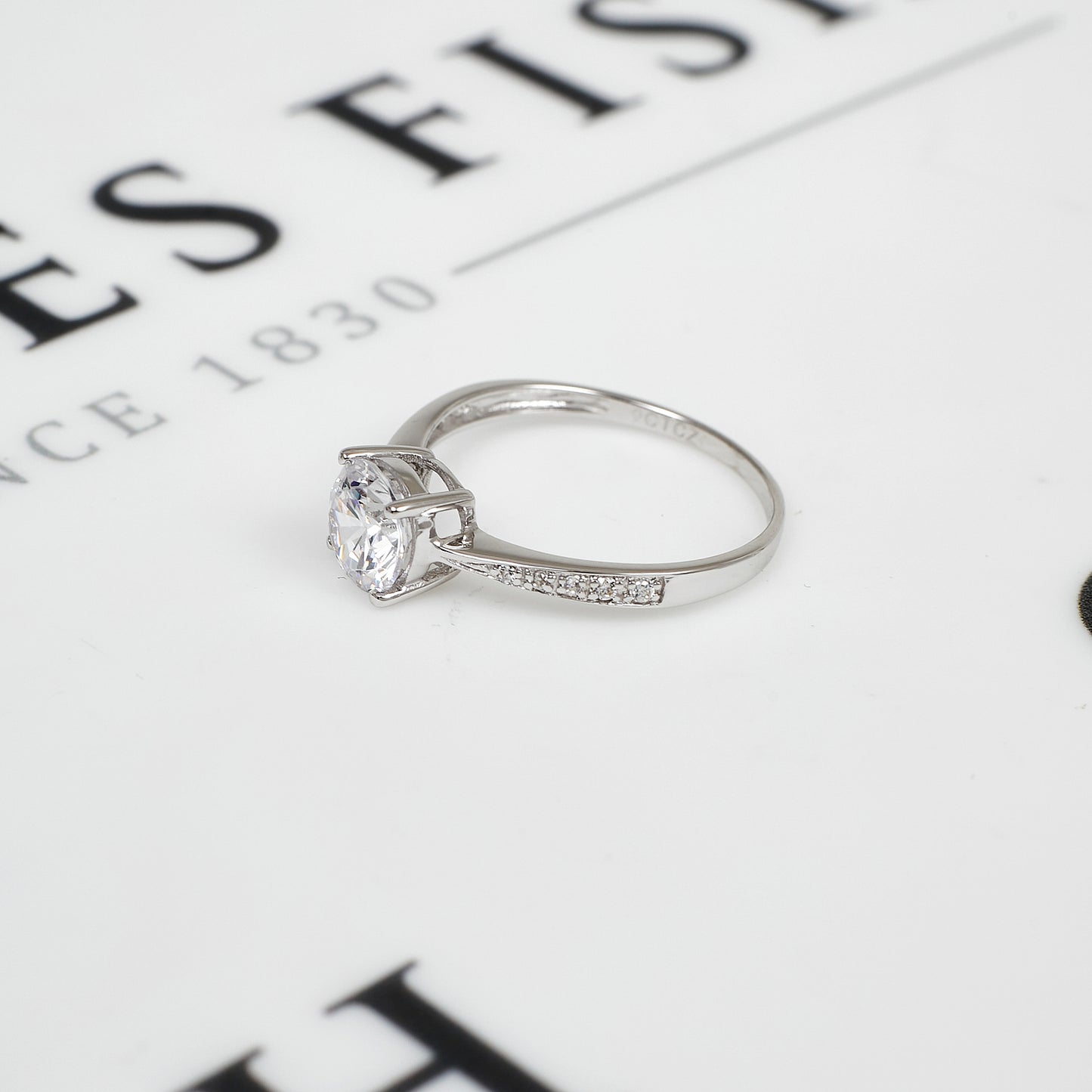 Pre-Owned 9ct White Gold CZ Dress Ring Size Q