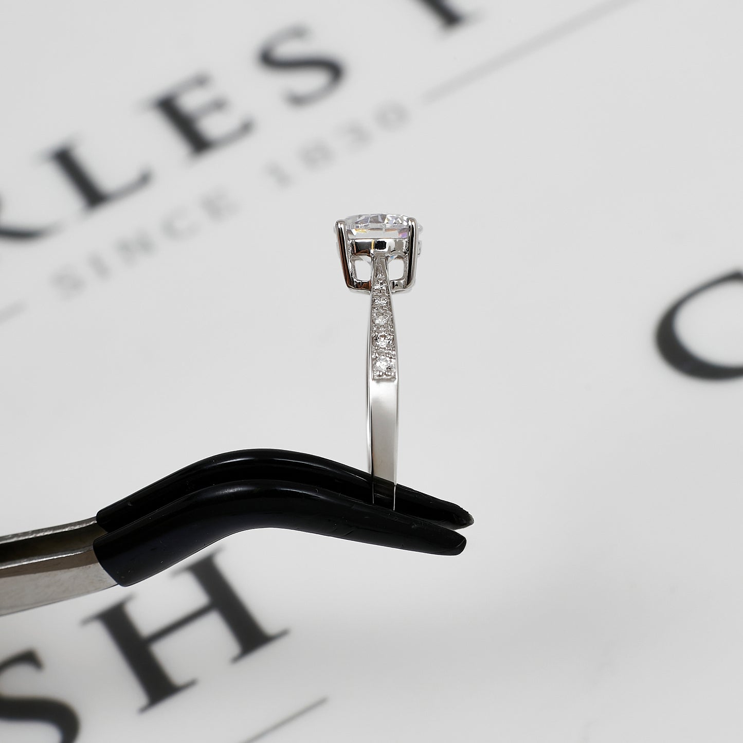 Pre-Owned 9ct White Gold CZ Dress Ring Size Q