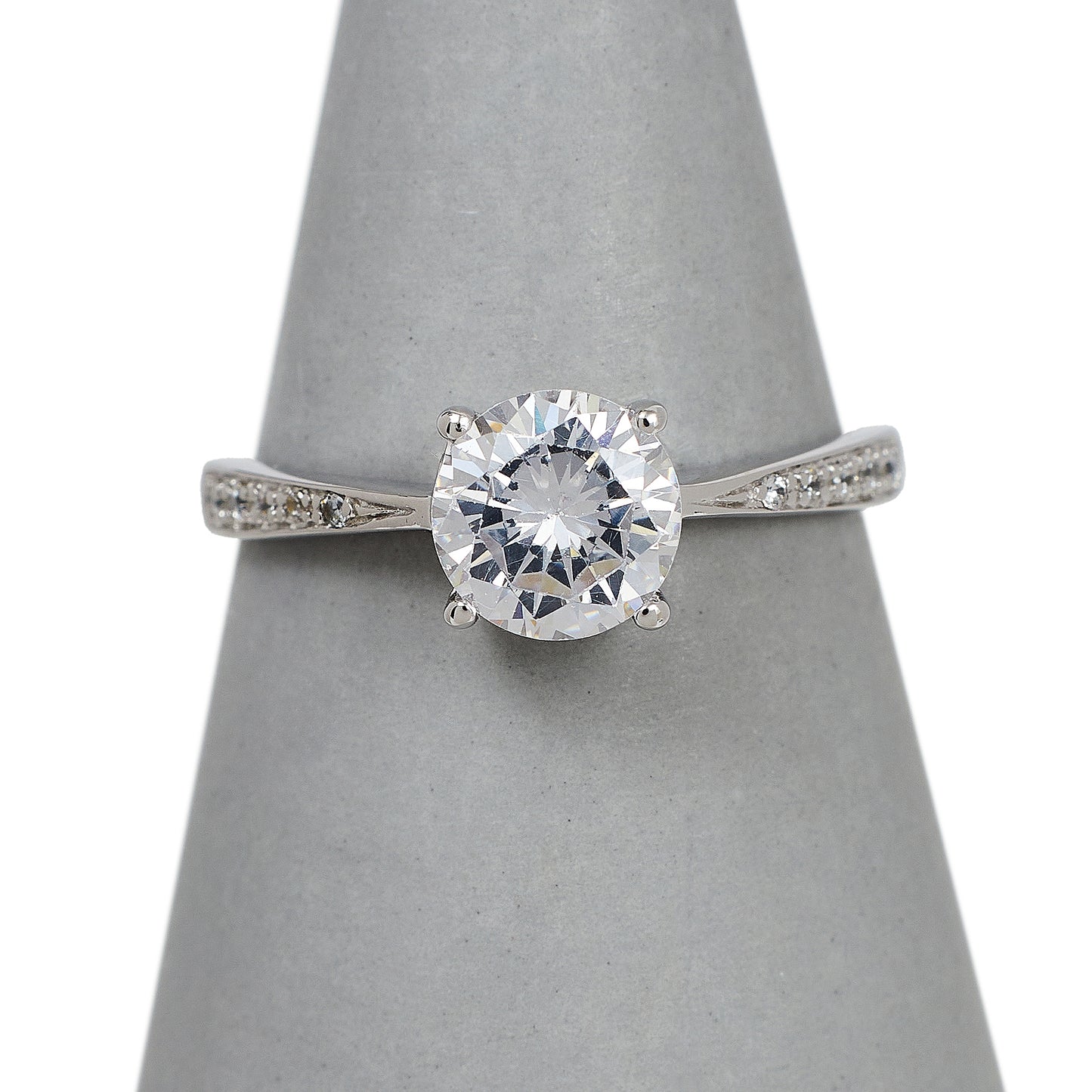 Pre-Owned 9ct White Gold CZ Dress Ring Size Q