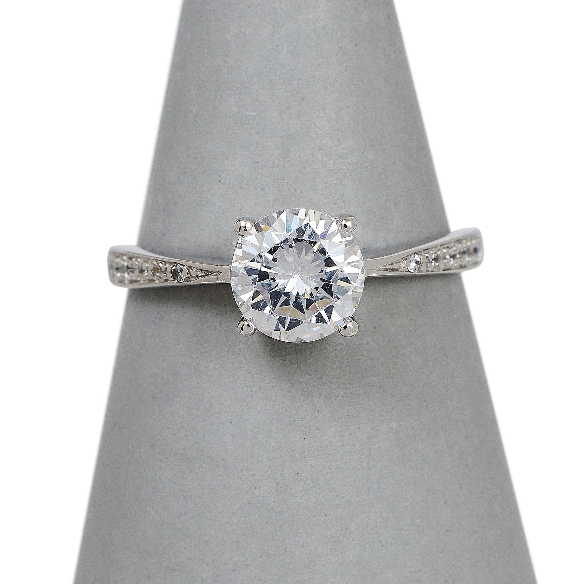 Pre-Owned 9ct White Gold CZ Dress Ring Size Q
