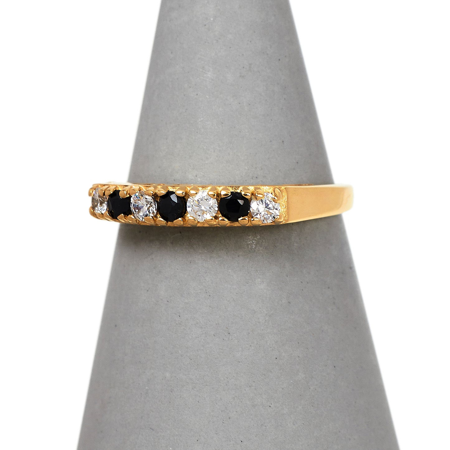Pre-Owned 9ct Gold Sapphire & CZ Dress Ring Size L