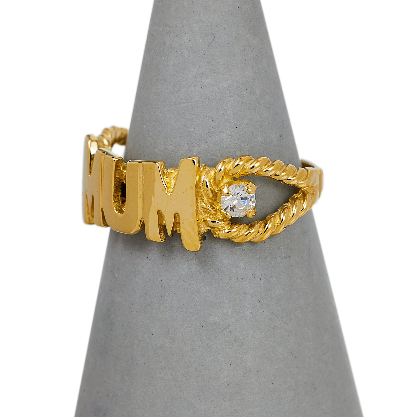Pre-Owned 9ct Gold CZ MUM Cherish Ring Size G