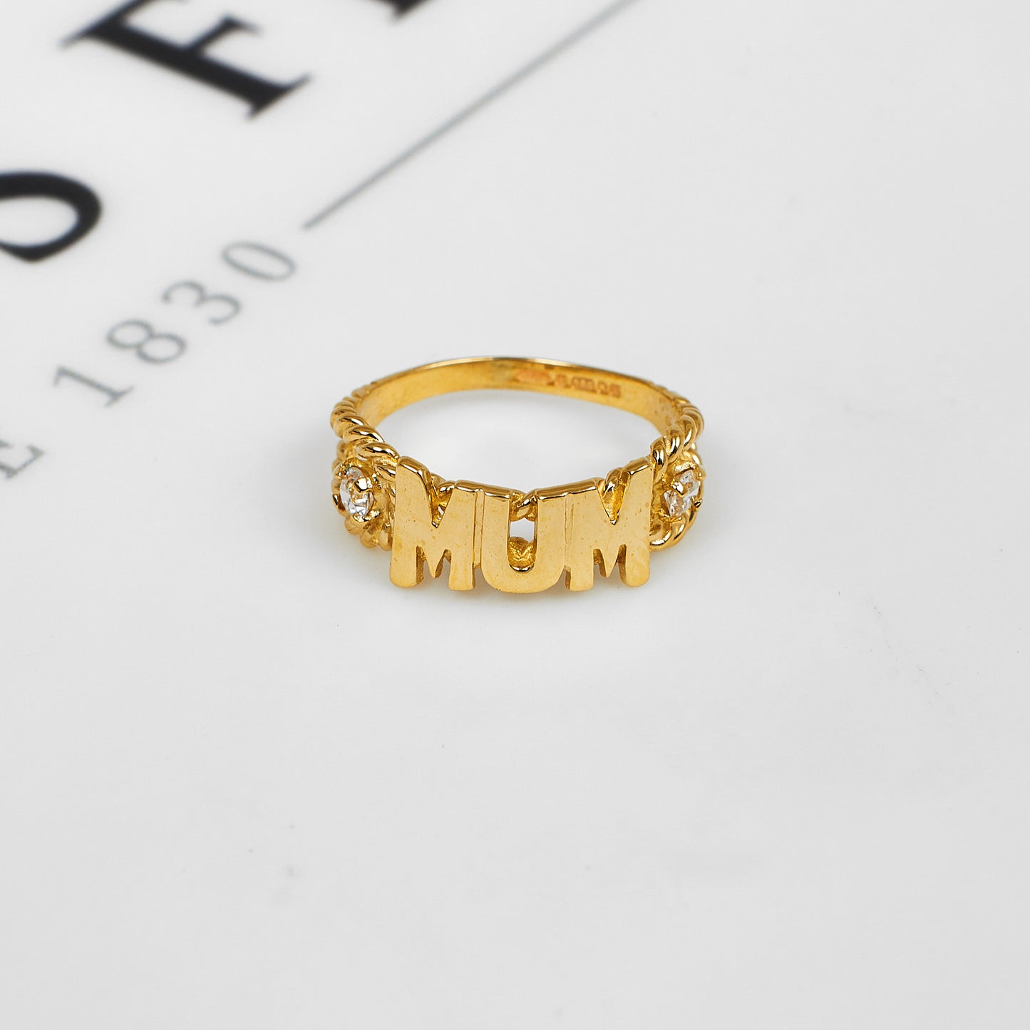 Pre-Owned 9ct Gold CZ MUM Cherish Ring Size G