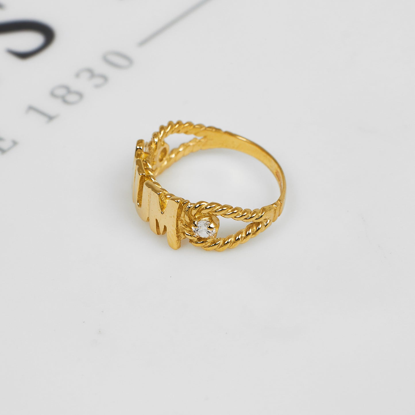 Pre-Owned 9ct Gold CZ MUM Cherish Ring Size G