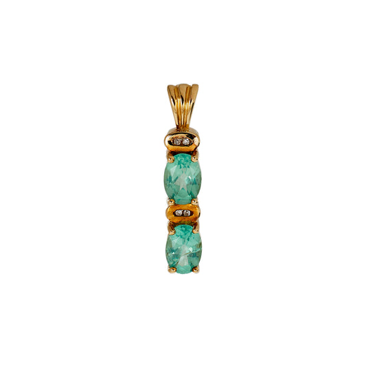 Pre-Owned 9ct Gold Apatite & Diamond Pendant
