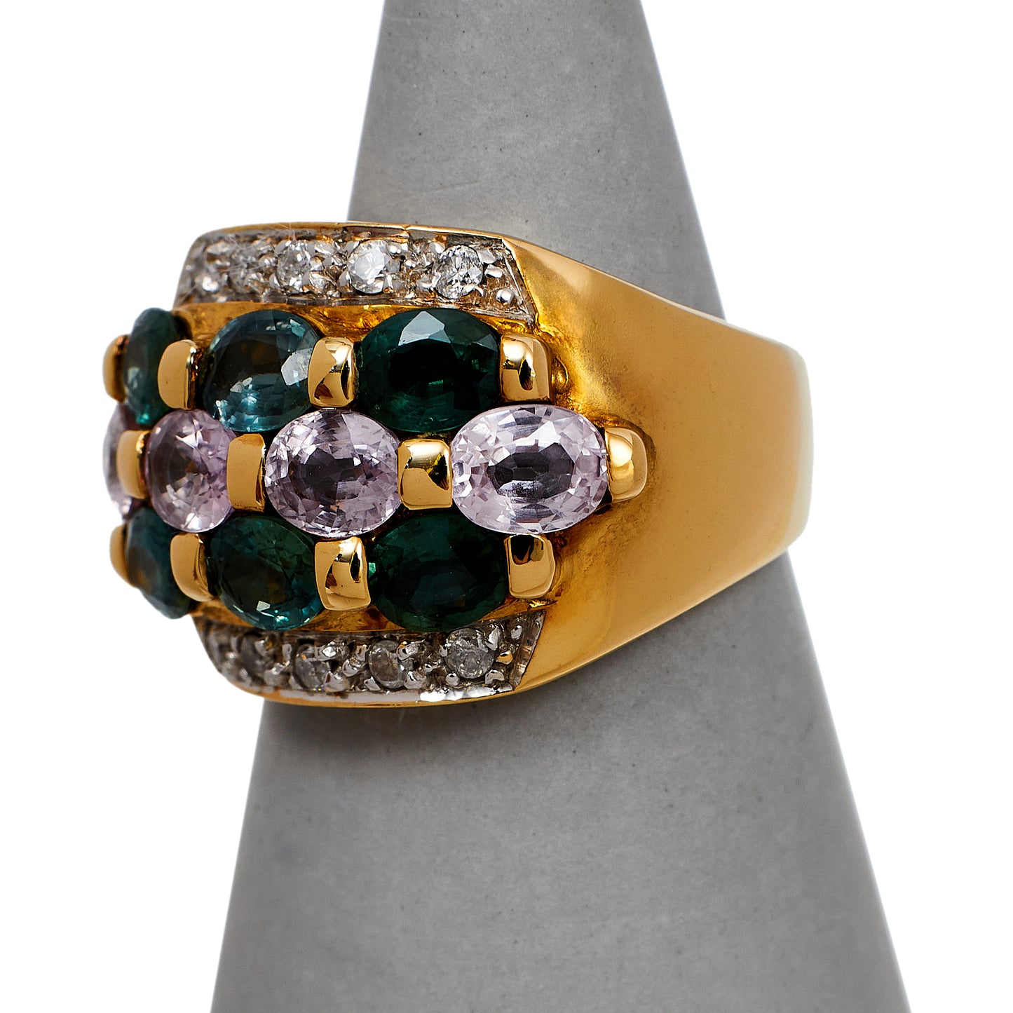 Pre-Owned 9ct Gold Diamond & Colorful Sapphire Ring