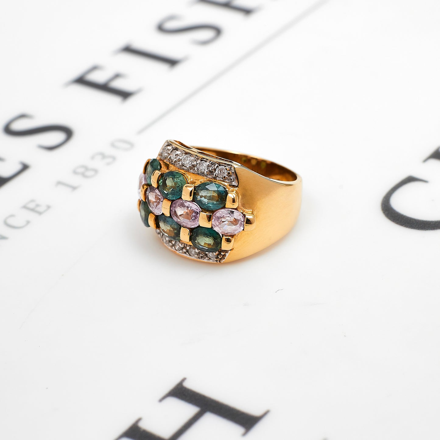 Pre-Owned 9ct Gold Diamond & Colorful Sapphire Ring