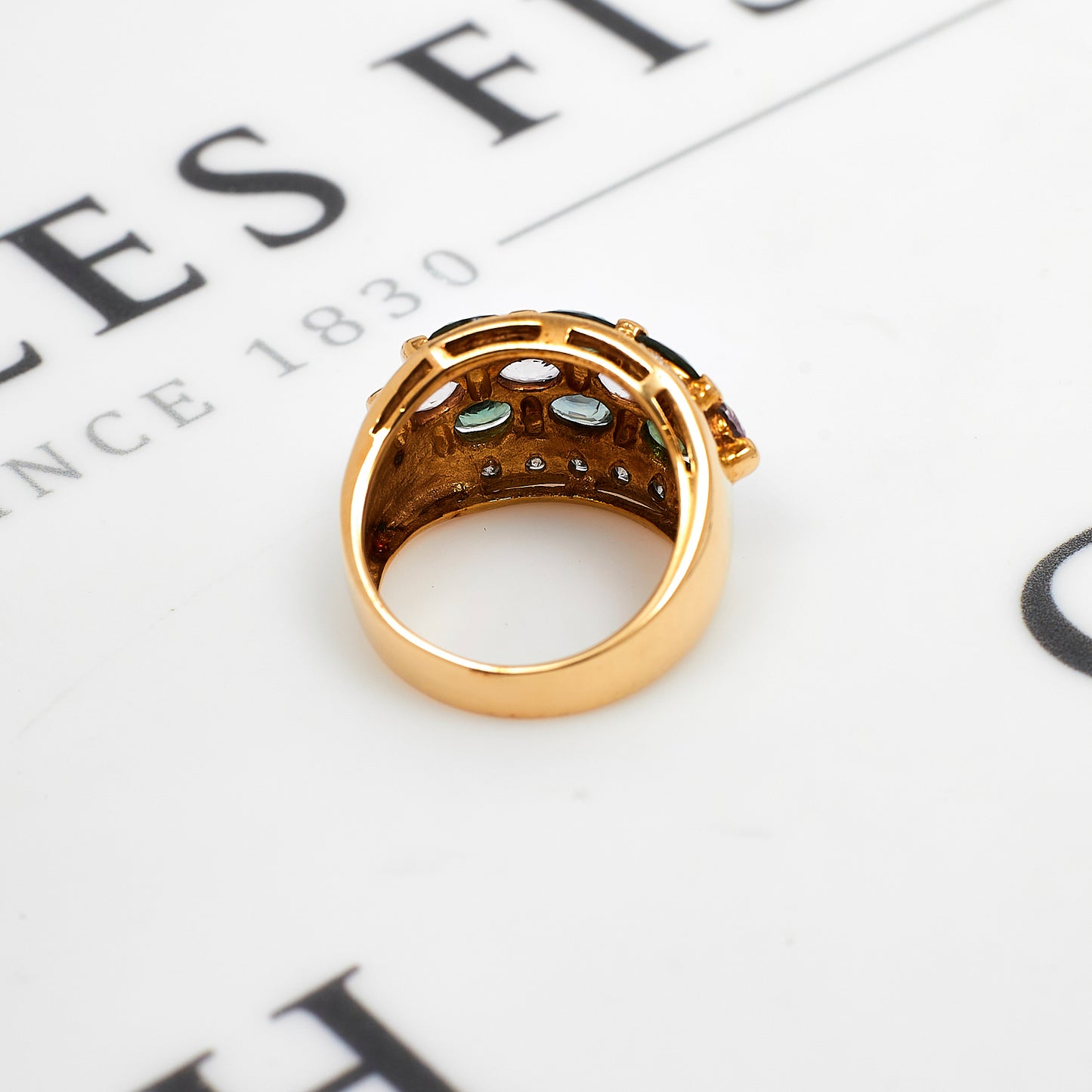 Pre-Owned 9ct Gold Diamond & Colorful Sapphire Ring