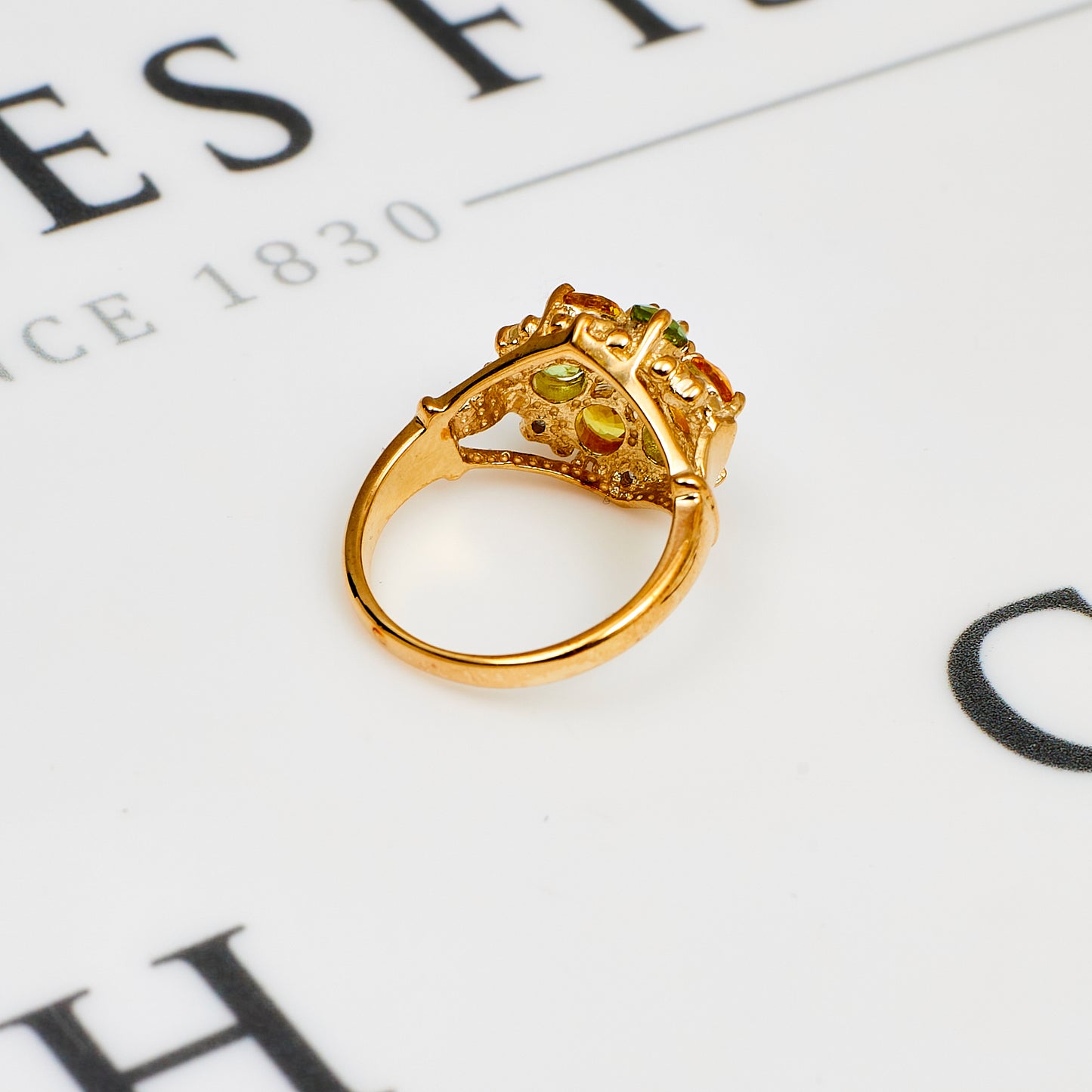 Pre-Owned 9ct Gold 13 Gemstones Cluster Ring Size N