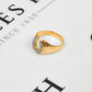 Pre-Owned 9ct Gold CZ Horseshoe Ring Size O.5