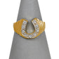 Pre-Owned 9ct Gold CZ Horseshoe Ring Size O.5