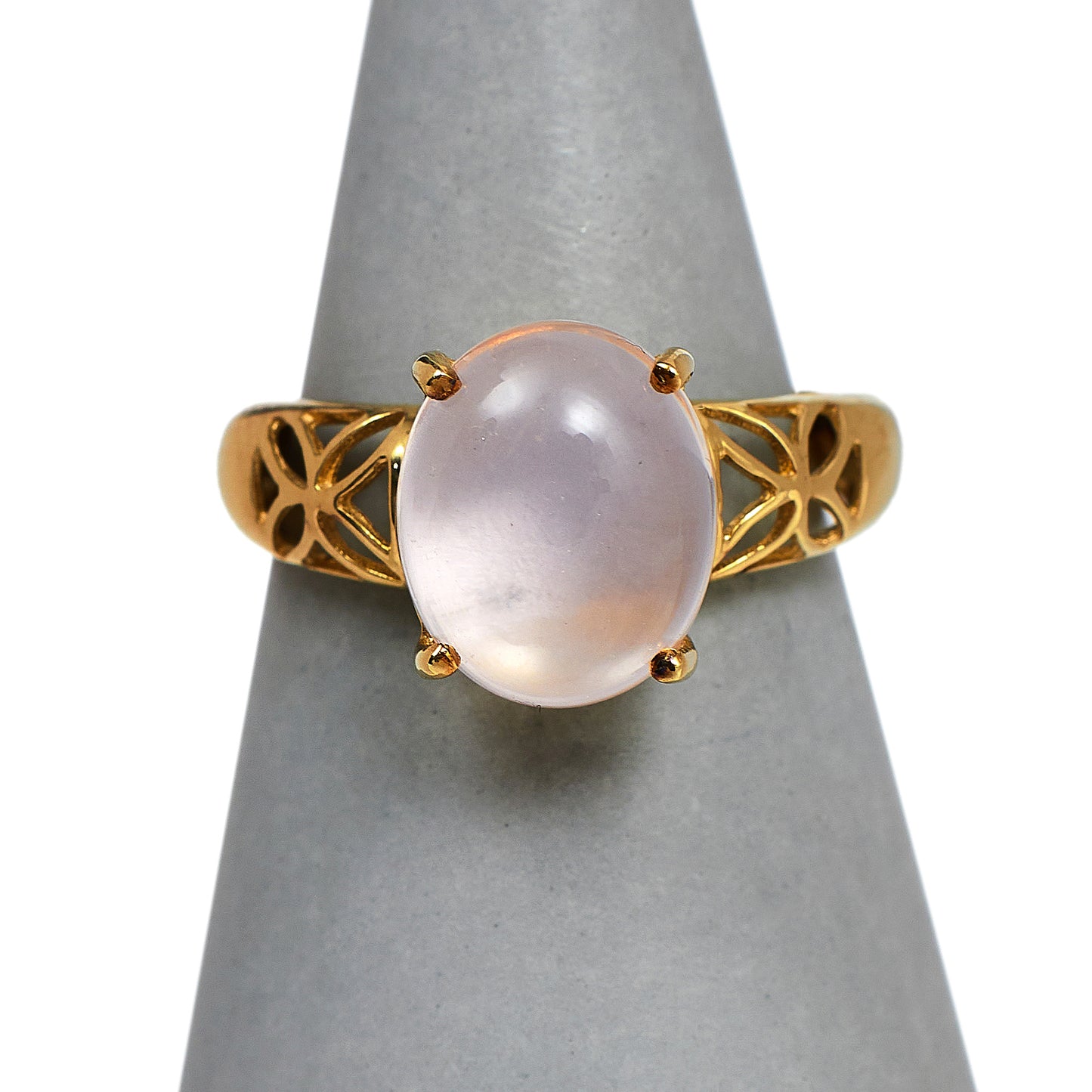 Pre-Owned 9ct Gold Oval Cabochon Rose Quartz Ring
