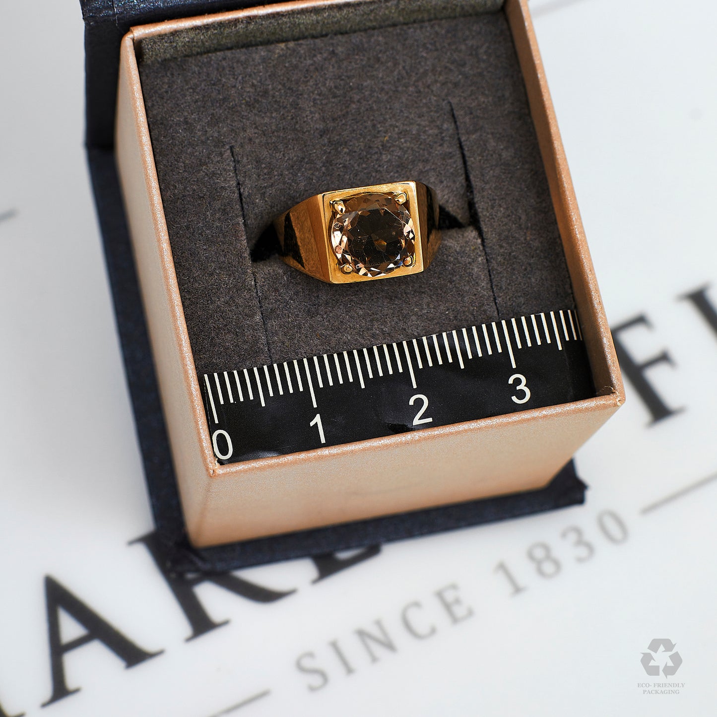 Pre-Owned 9ct Gold Round Smokey Quartz Ring Size G.5