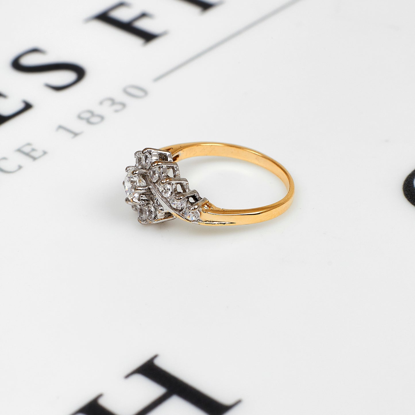Pre-Owned 9ct Gold CZ Cluster Ring Size L