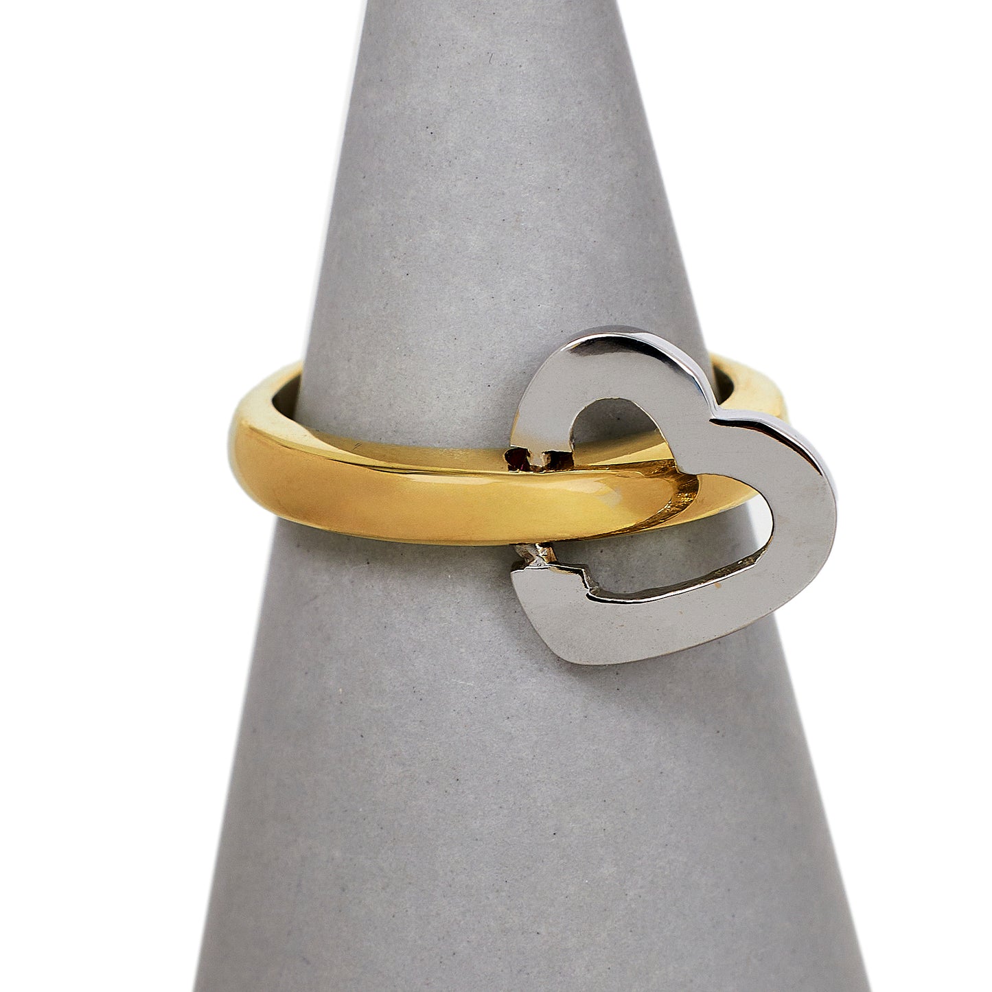 Pre-Owned 9ct Gold 2 Tone Heart Ring Size J.5