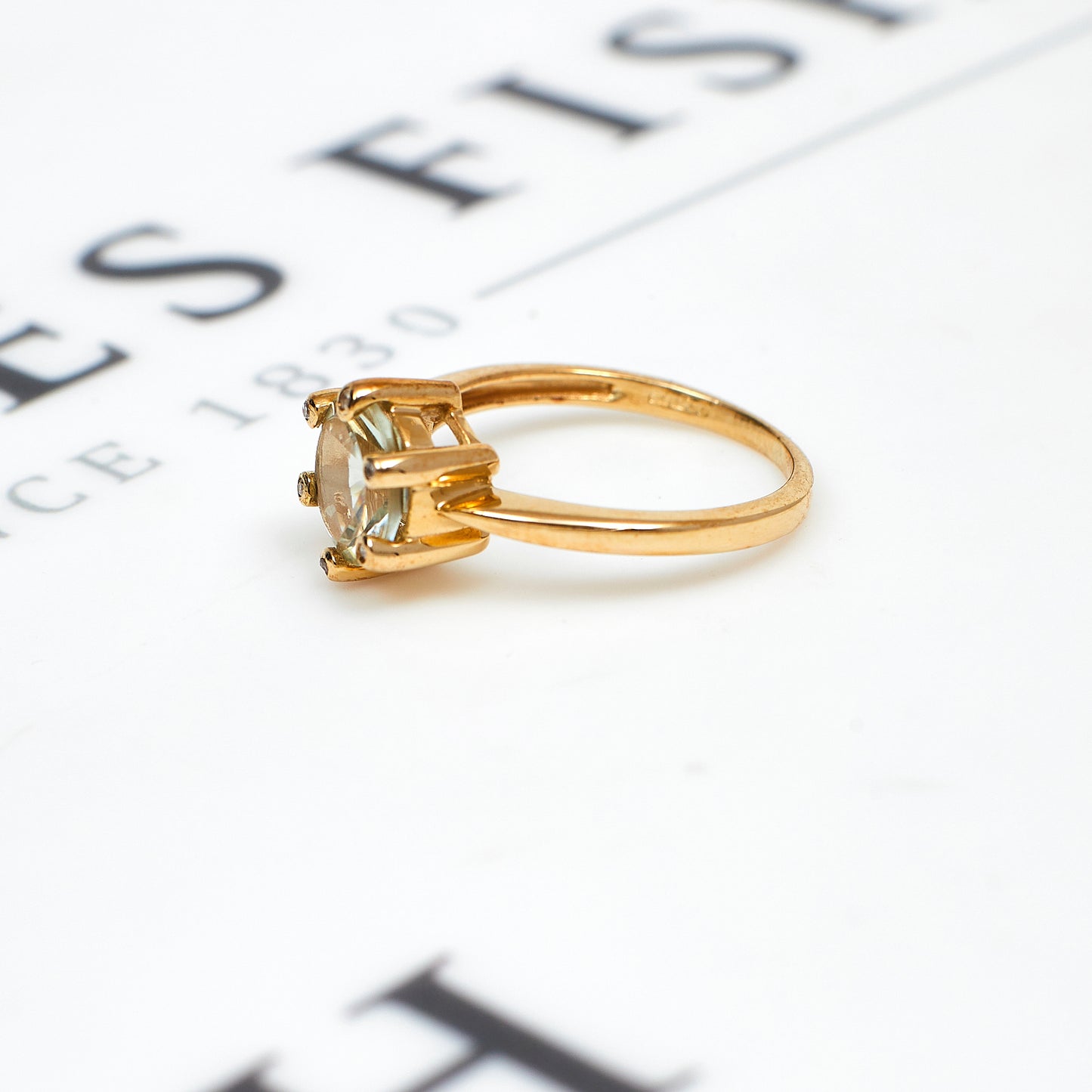 Pre-Owned 9ct Gold Quartz & Diamond Dress Ring Size N