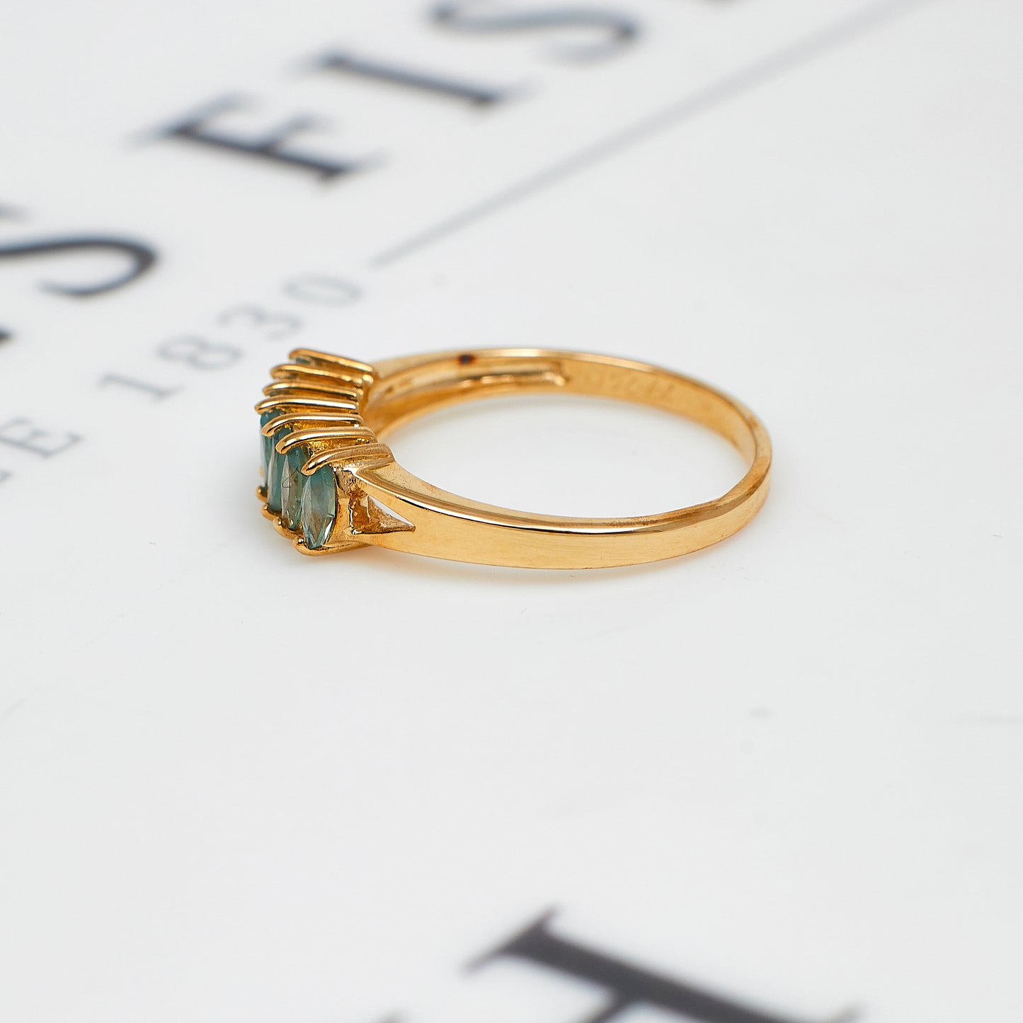 Pre-Owned 9ct Gold 7 Chrysoberyl Ring Size N