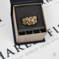 Pre-Owned 9ct Gold 6 Emerald Bark Design Ring Size O