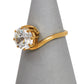Pre-Owned 9ct Gold CZ Crossover Shoulders Dress Ring Size P