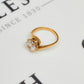 Pre-Owned 9ct Gold CZ Crossover Shoulders Dress Ring Size P