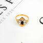 Pre-Owned 9ct Gold Sapphire & 4 CZ Dress Ring Size O