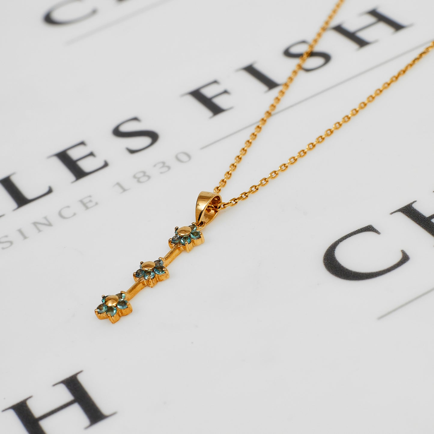 Pre-Owned 9ct Gold Chrysoberyl Flower Drop Pendant