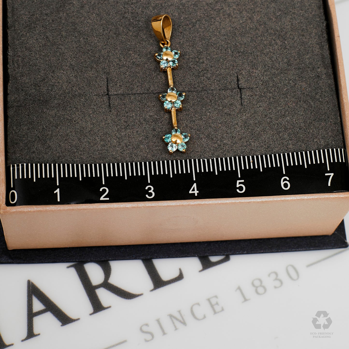 Pre-Owned 9ct Gold Chrysoberyl Flower Drop Pendant