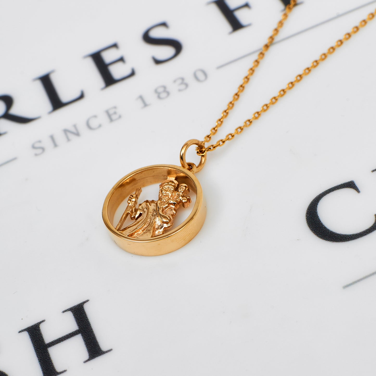 Pre-Owned 9ct Gold Openwork St Christopher Pendant