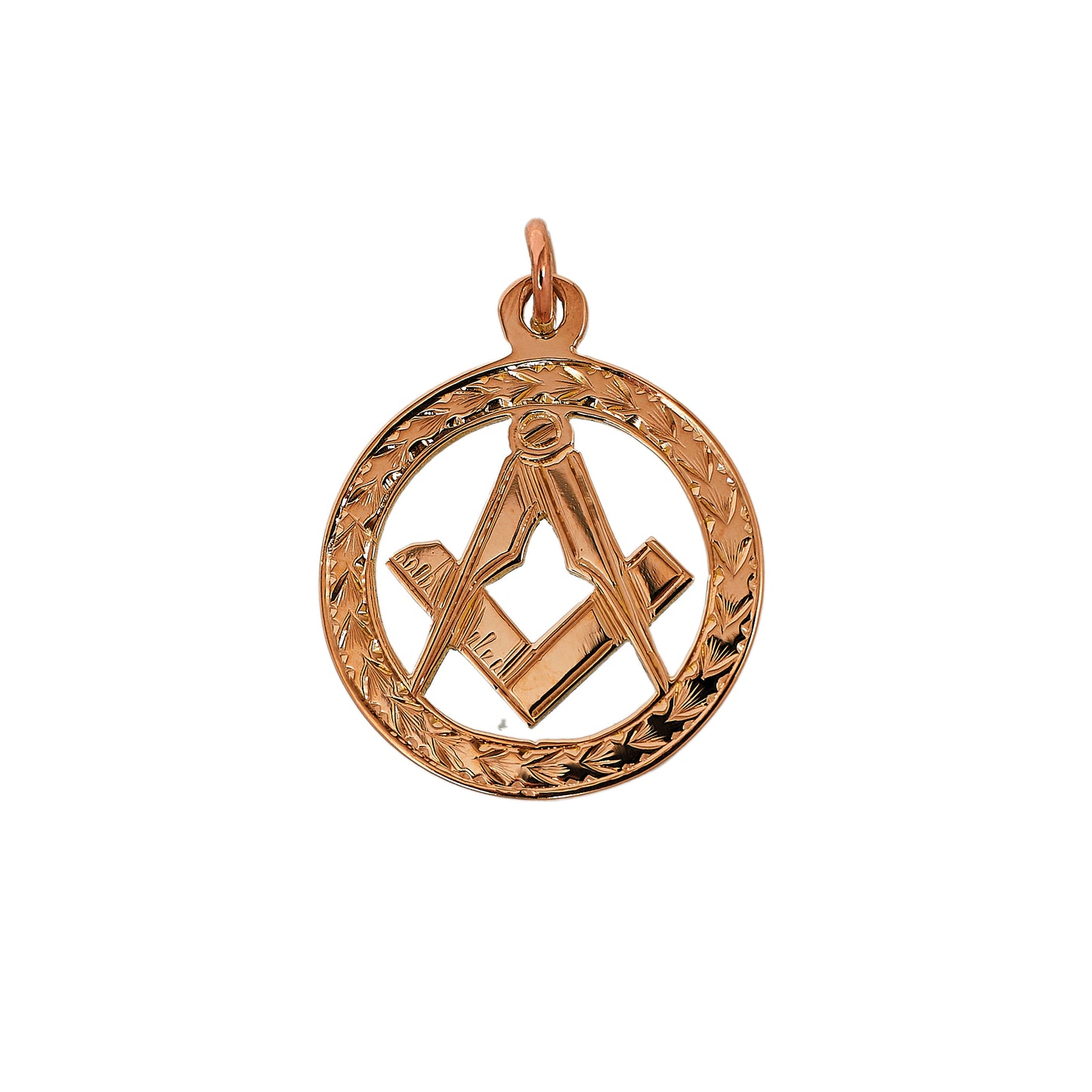 Pre-Owned 9ct Rose Gold Masonic Compass & Square Pendant