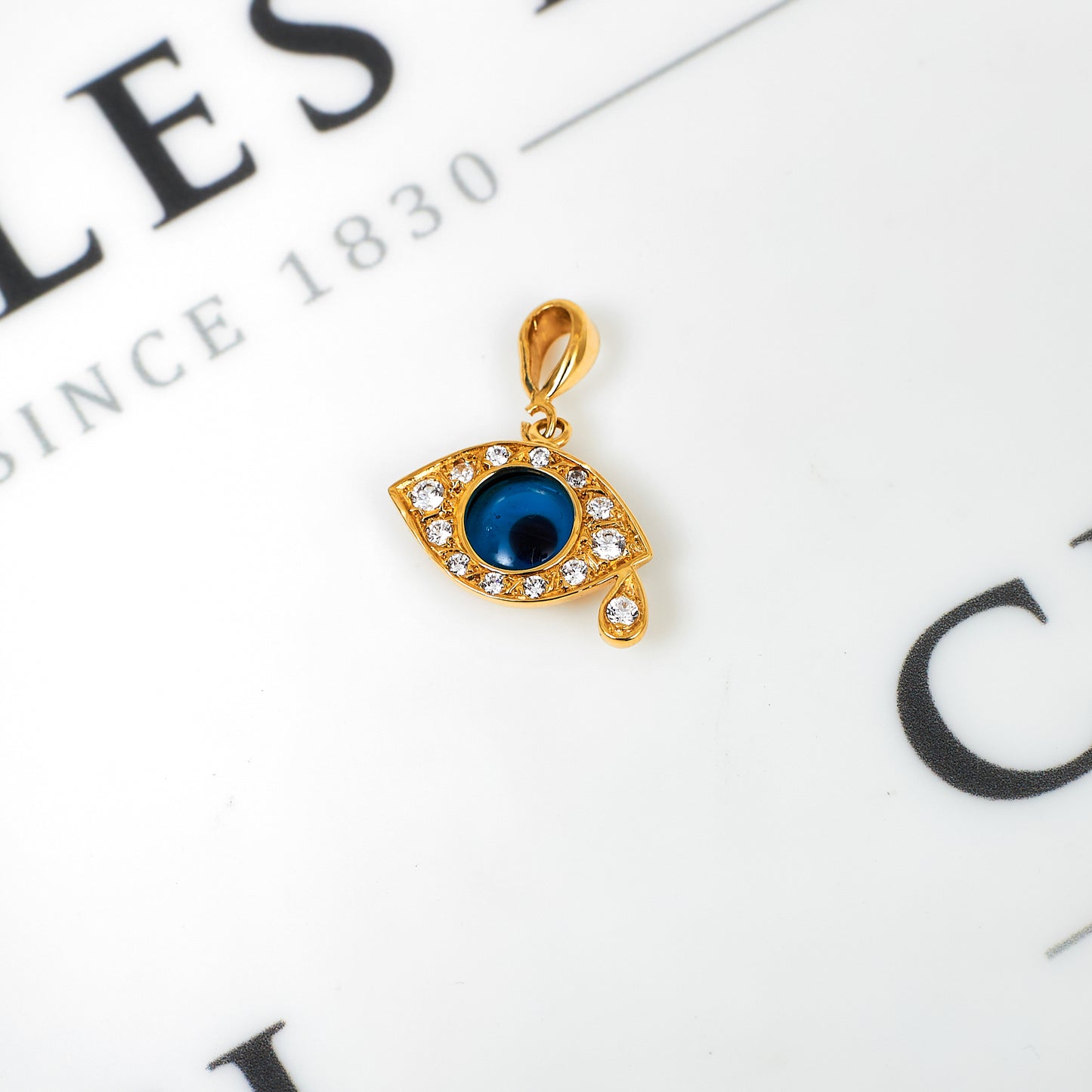 Pre-Owned 9ct Gold CZ Evil Eye & Tear Pendant