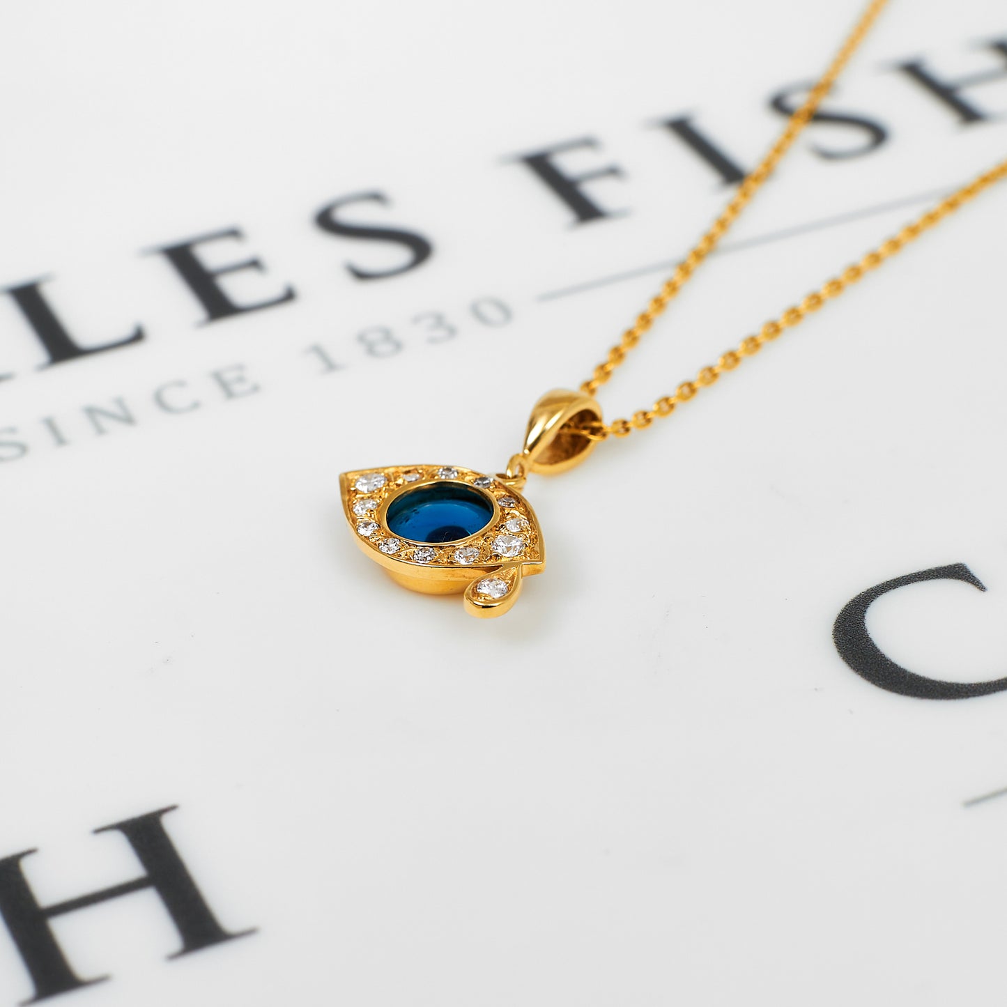 Pre-Owned 9ct Gold CZ Evil Eye & Tear Pendant
