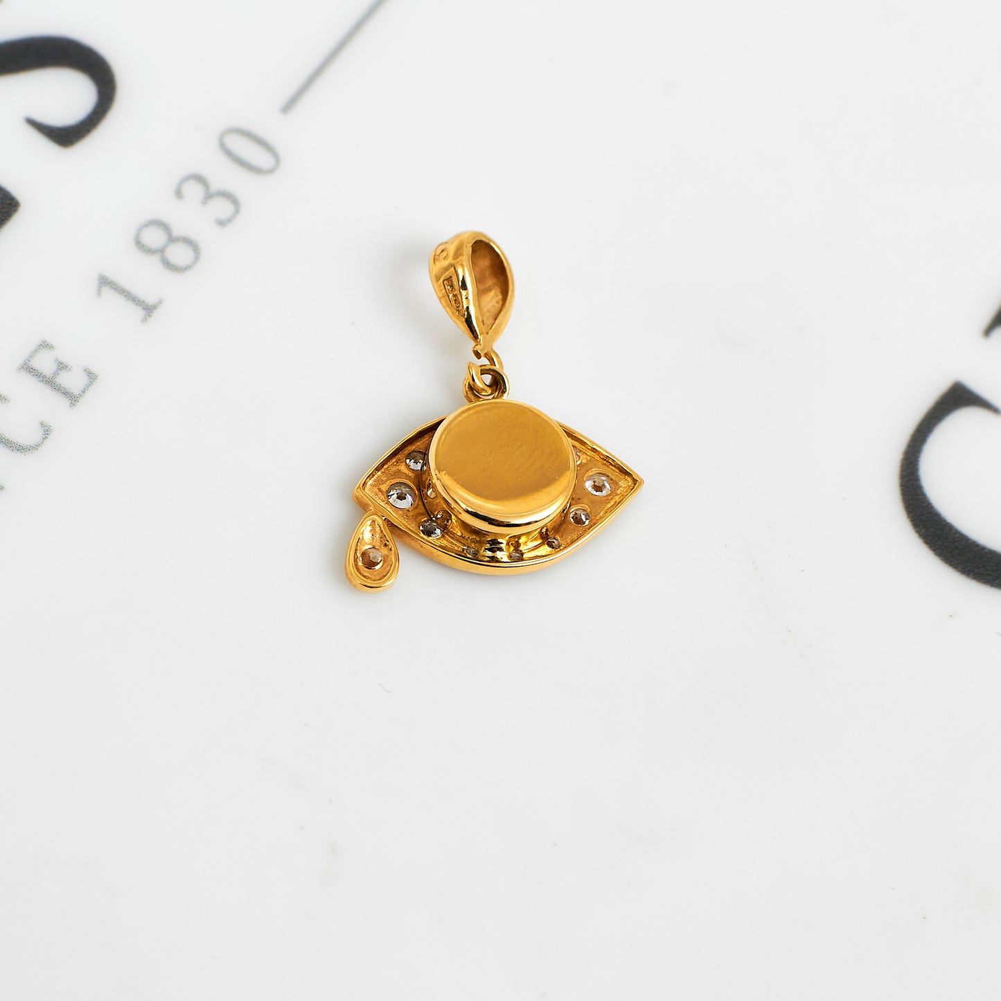Pre-Owned 9ct Gold CZ Evil Eye & Tear Pendant
