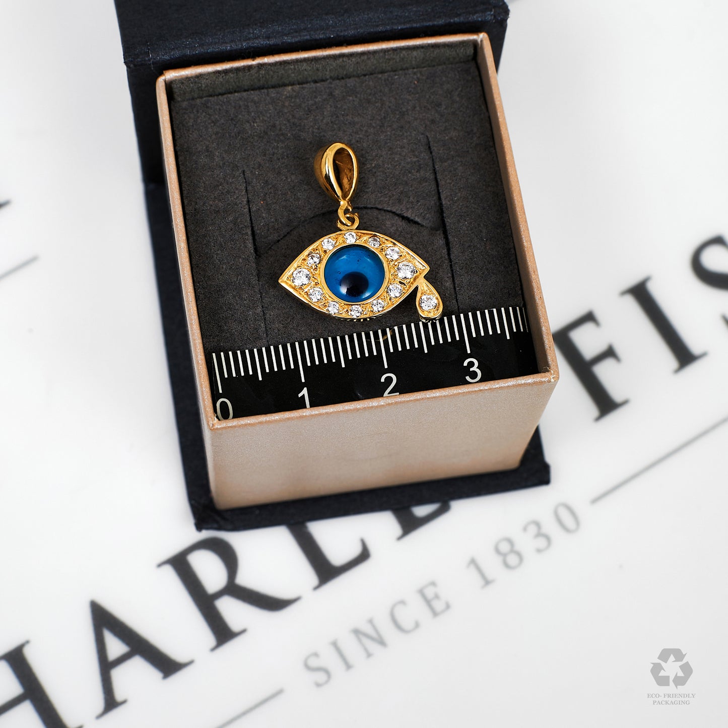 Pre-Owned 9ct Gold CZ Evil Eye & Tear Pendant