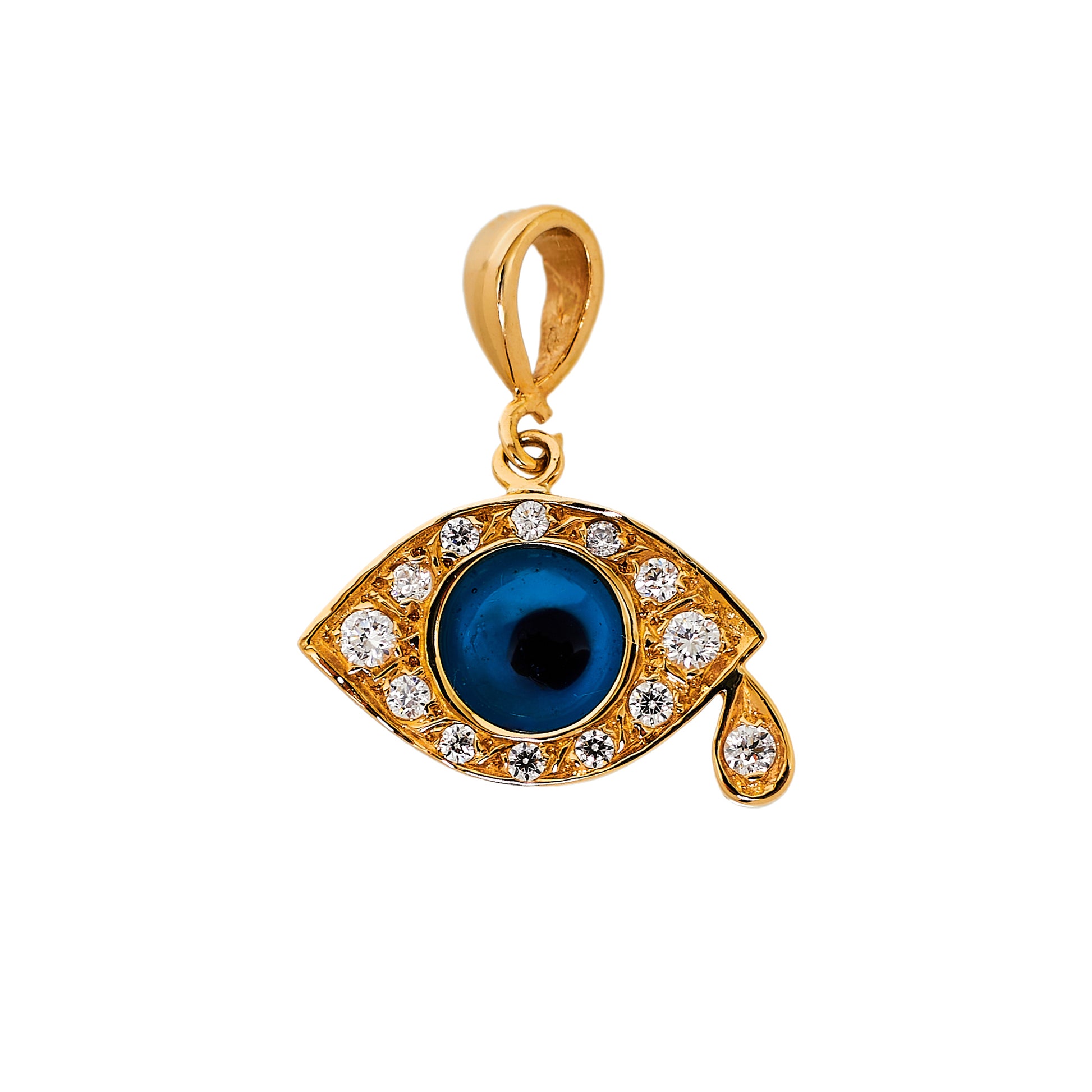 Pre-Owned 9ct Gold CZ Evil Eye & Tear Pendant